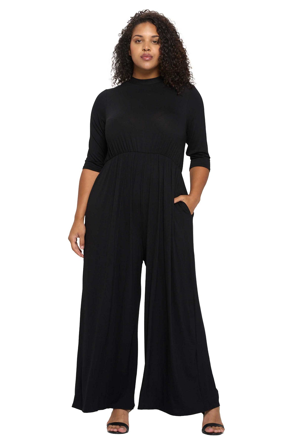 3/4 Sleeve Wide Jumpsuit - L I V D