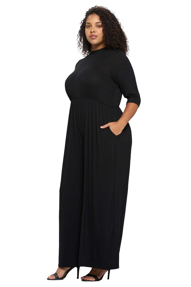 3/4 Sleeve Wide Jumpsuit - L I V D