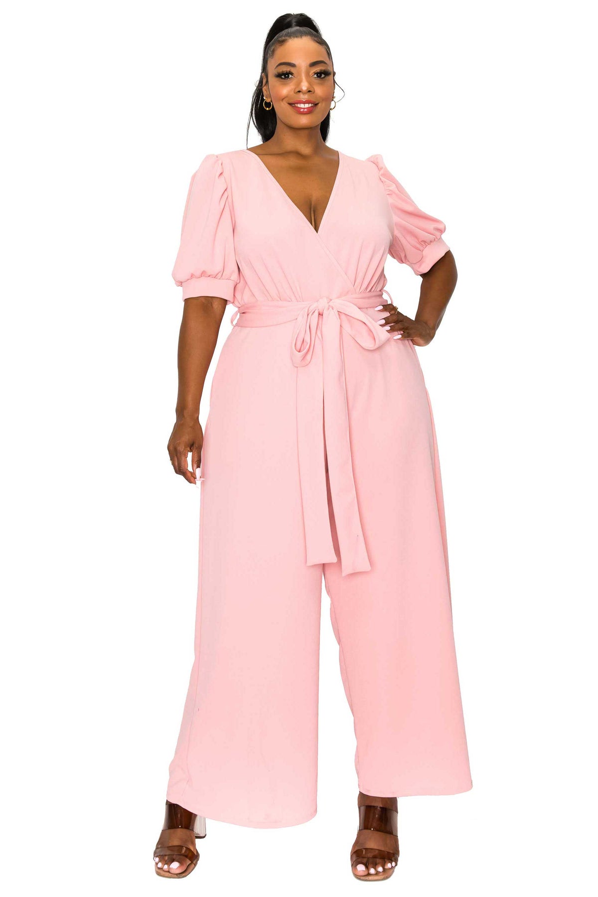 Iris Surplice Belted Pocket Jumpsuit