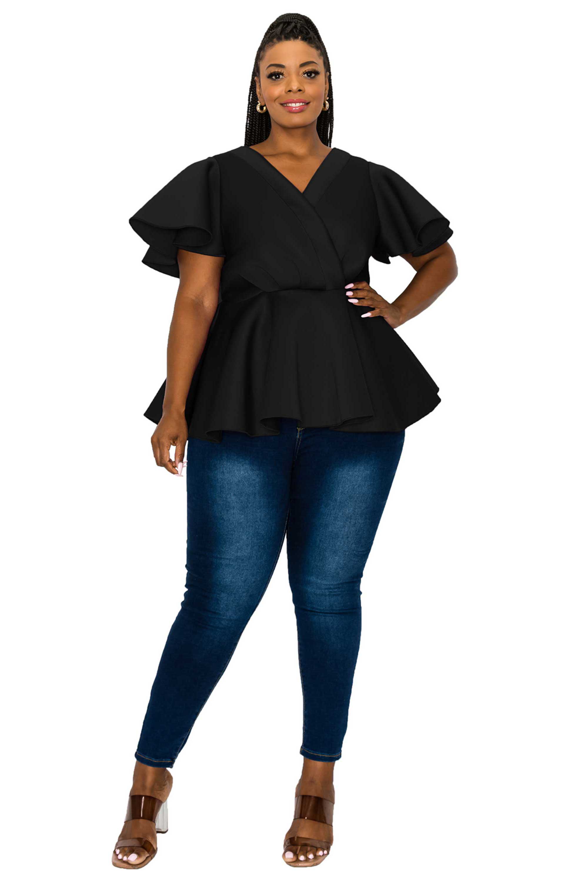 Plus Size Siobhan Neoprene Peplum Top – L I V D
