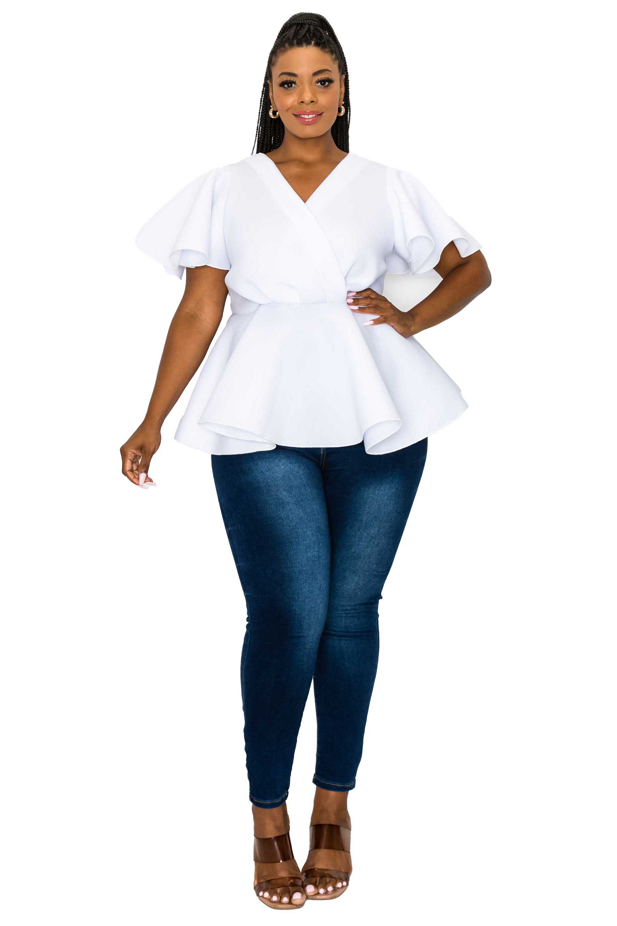 Plus Size Siobhan Neoprene Peplum Top – L I V D