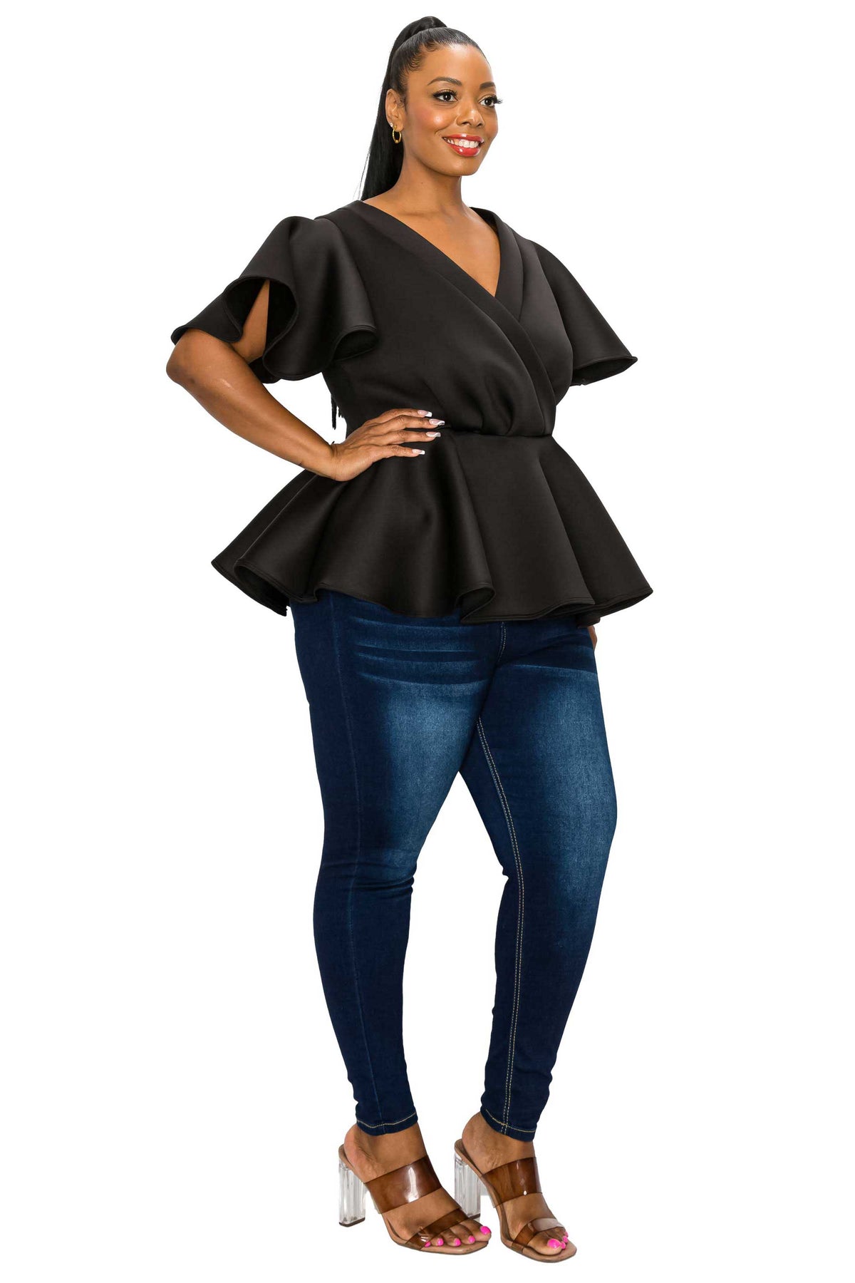 Siobhan Neoprene Peplum Top