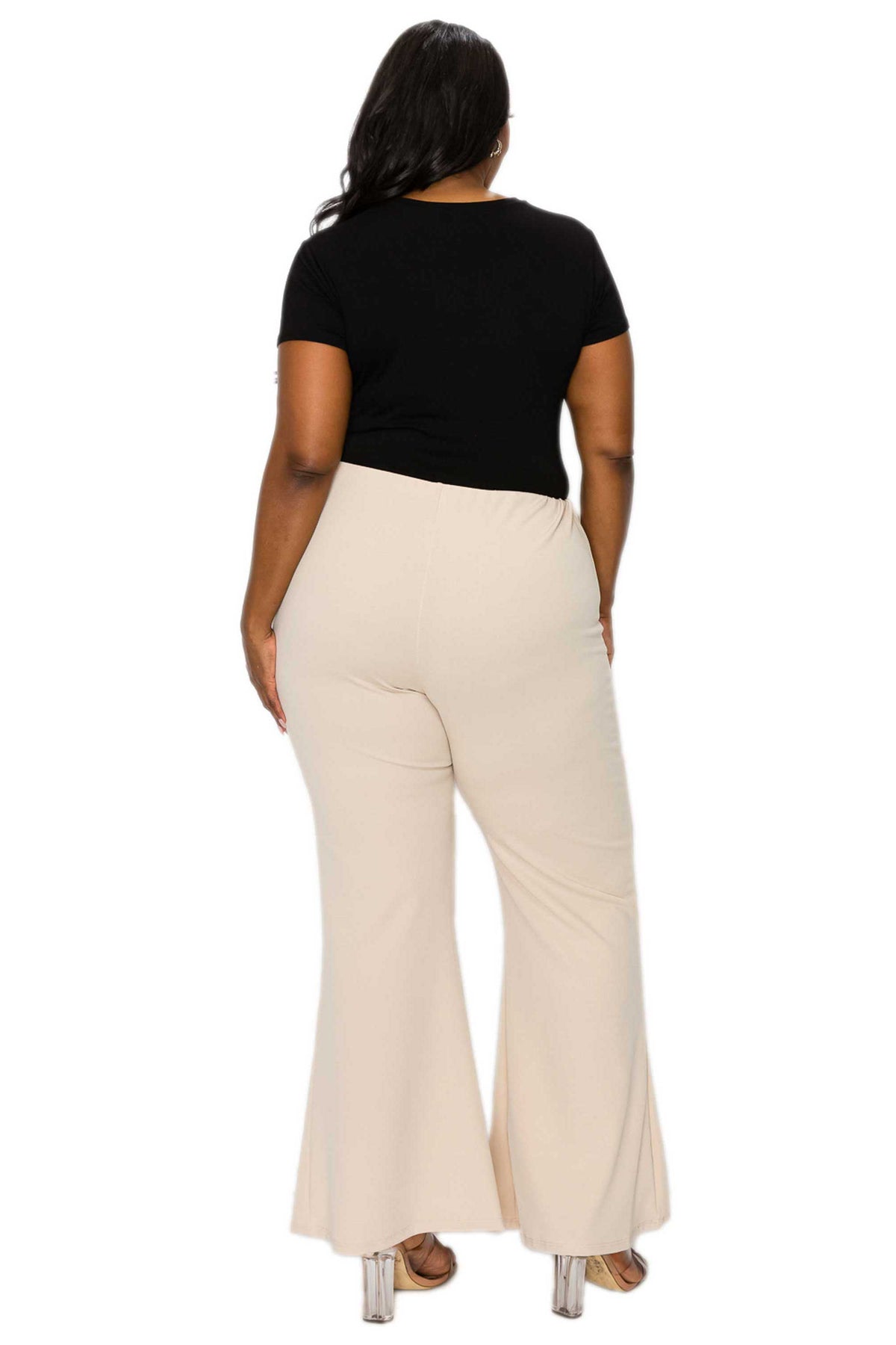 High Waisted Button Detail Flare Pants - L I V D