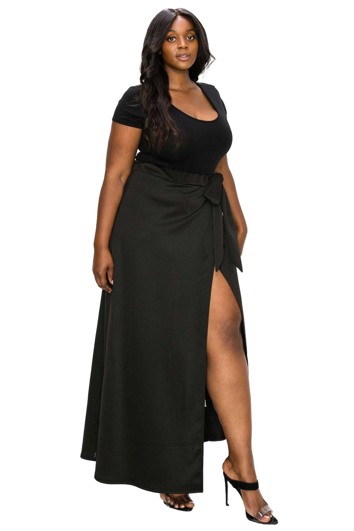 plus size wrap maxi dress Classic Belted 5Model is wearing 1x boohoo Women's Plus Bardot Ruched