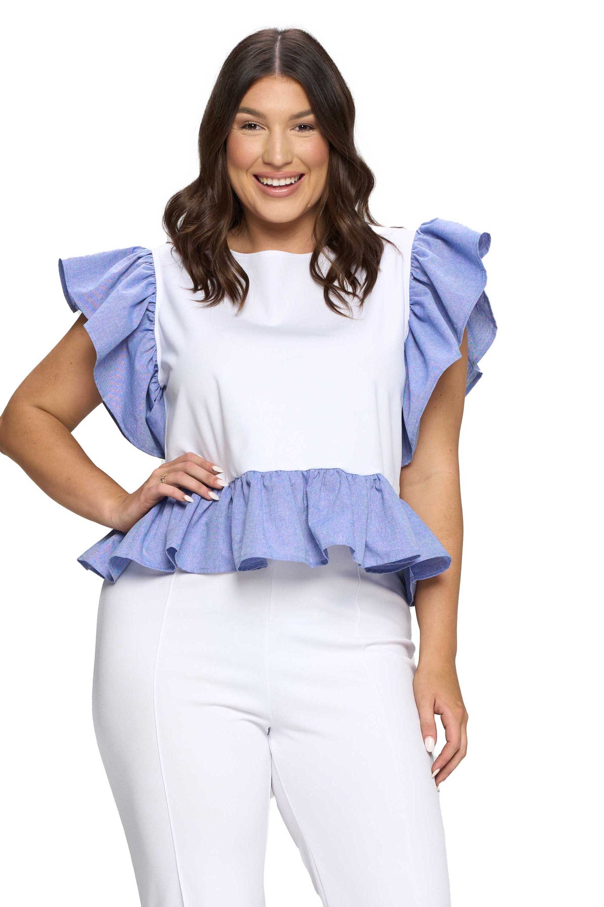 Ruffled Babydoll Peplum Top - L I V D