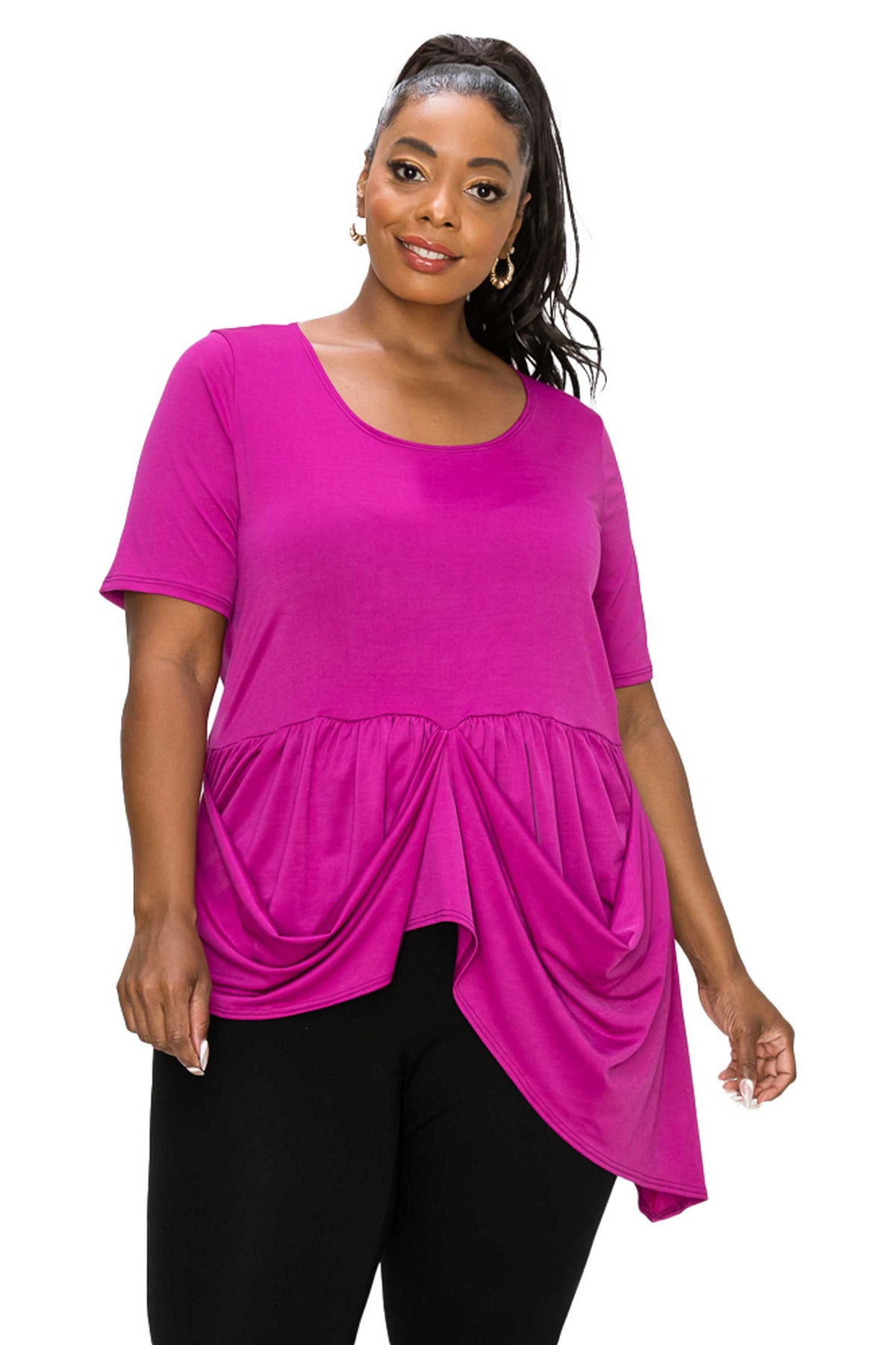 Draped Peplum Top - L I V D