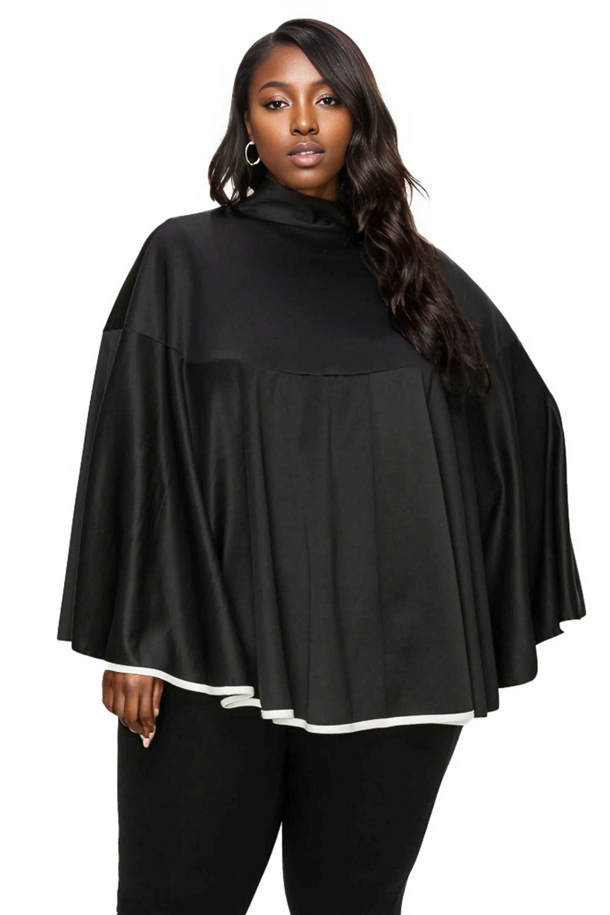 Cape Poncho w/ Ribbon Accent - L I V D