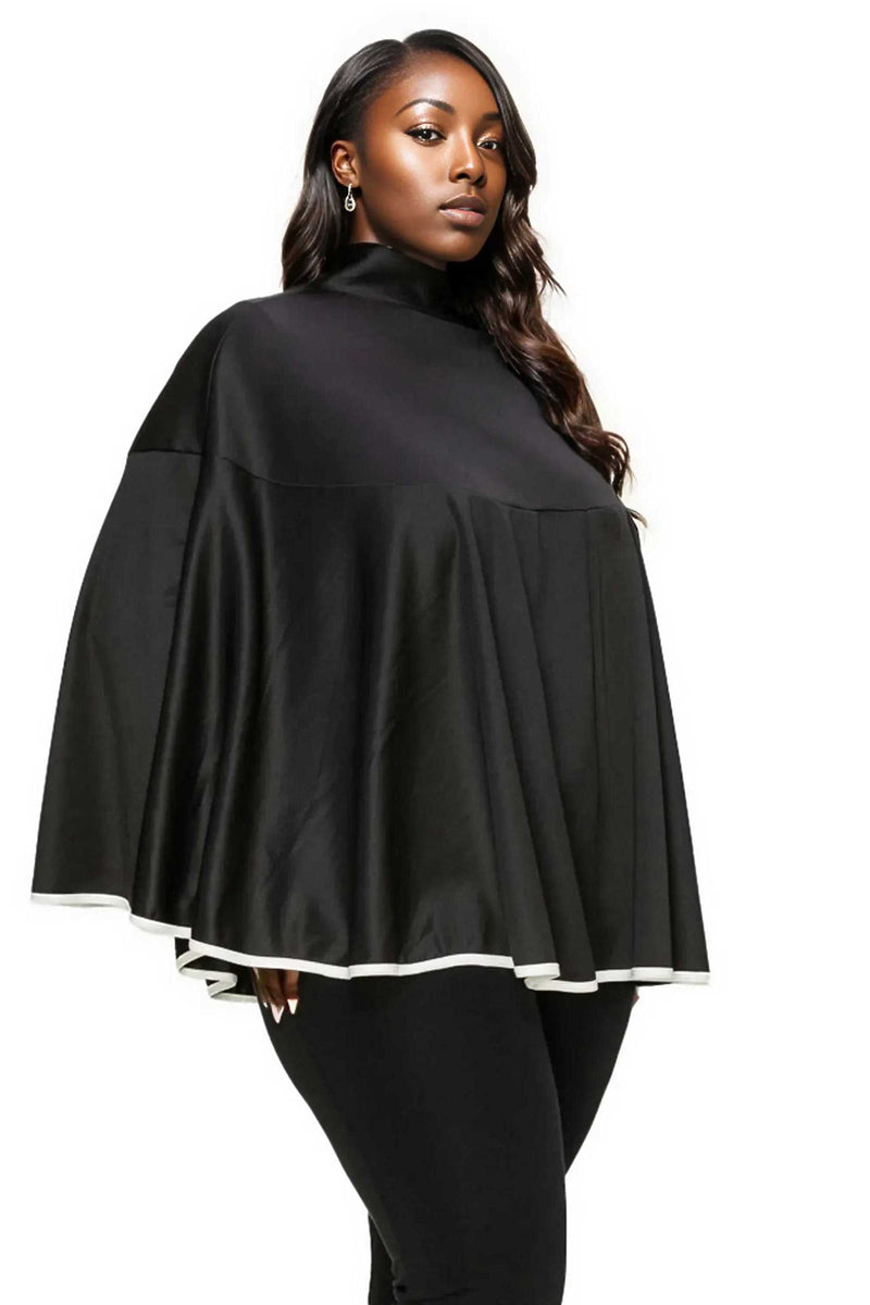 Cape Poncho w/ Ribbon Accent - L I V D