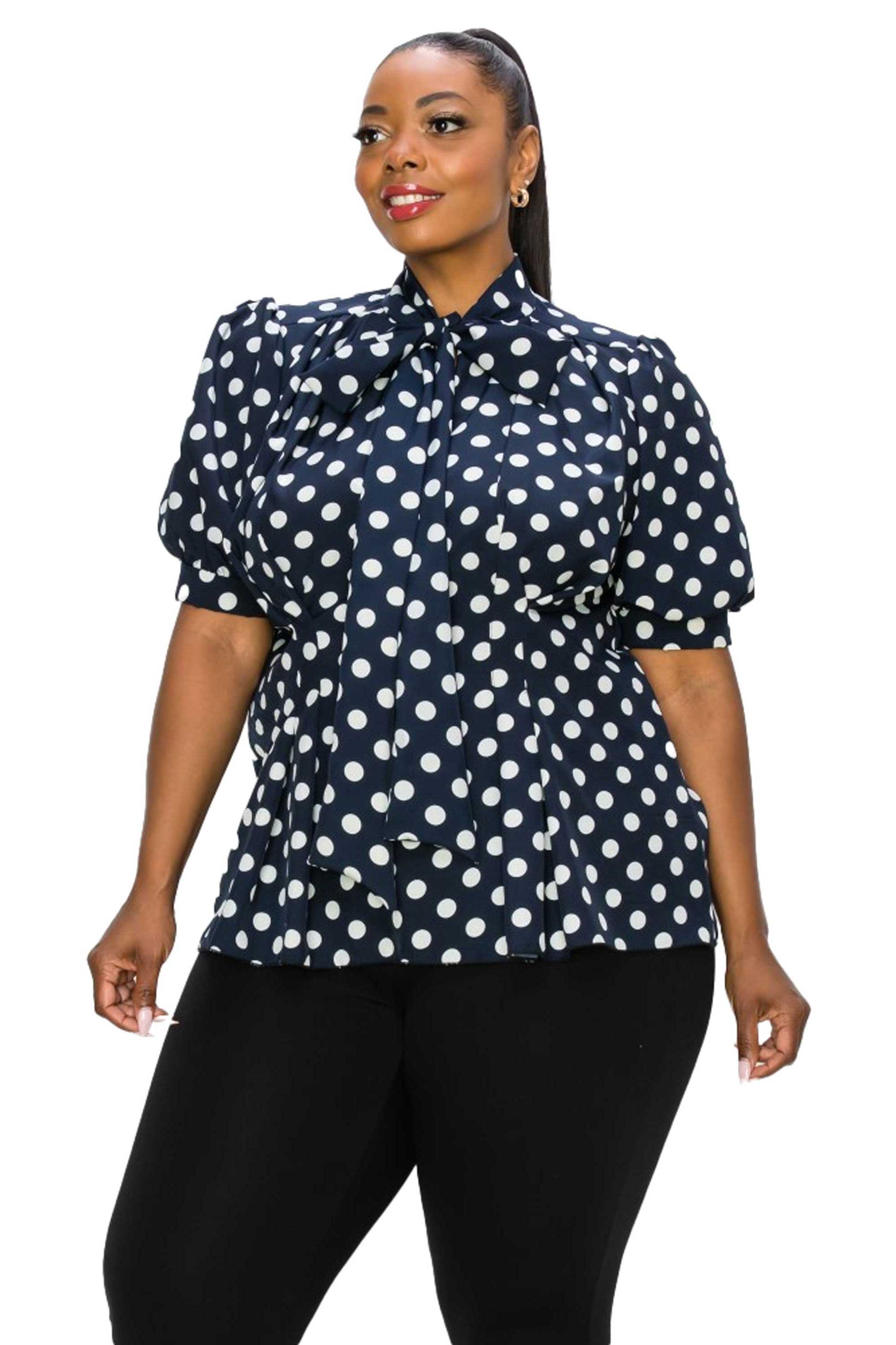 Polka dot tie blouse hotsell