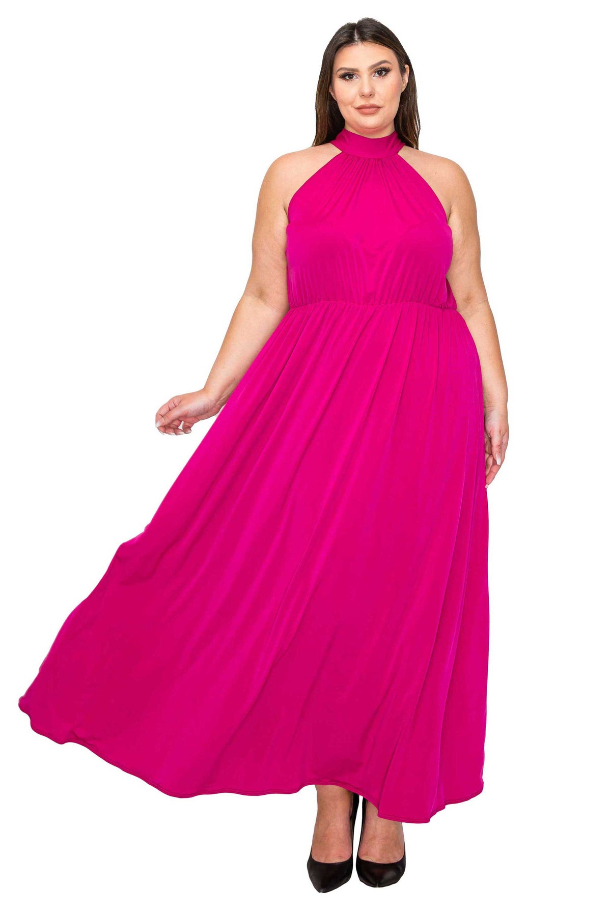 plus size halter neck maxi dress Plus Size Alexis Halter Neck Maxi Dress – L I V D