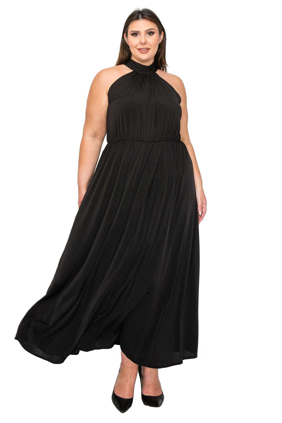 plus size halter neck maxi dress Plus Size Alexis Halter Neck Maxi Dress – L I V D