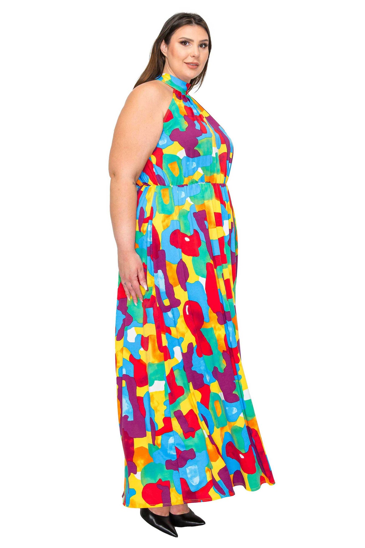 Arroyo Halter Neck Maxi Dress in Abstract Print