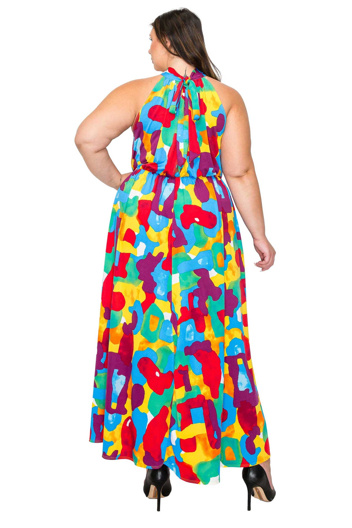 Arroyo Halter Neck Maxi Dress in Abstract Print