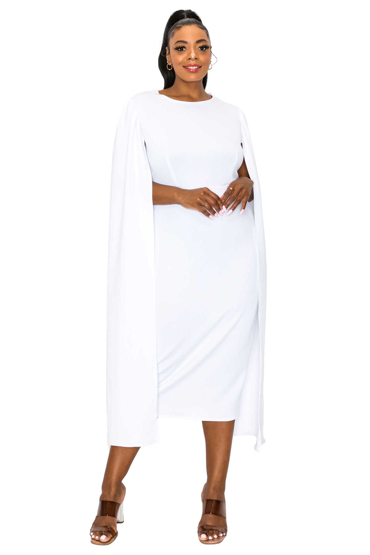 Plus Size Naomi Double Cape Dress – L I V D1