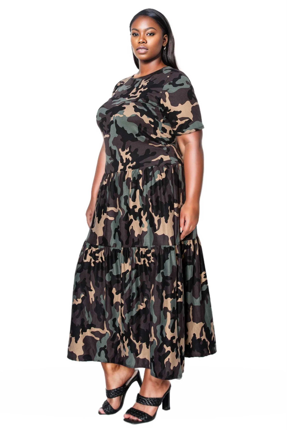 Remi Camo Tiered Maxi Dress