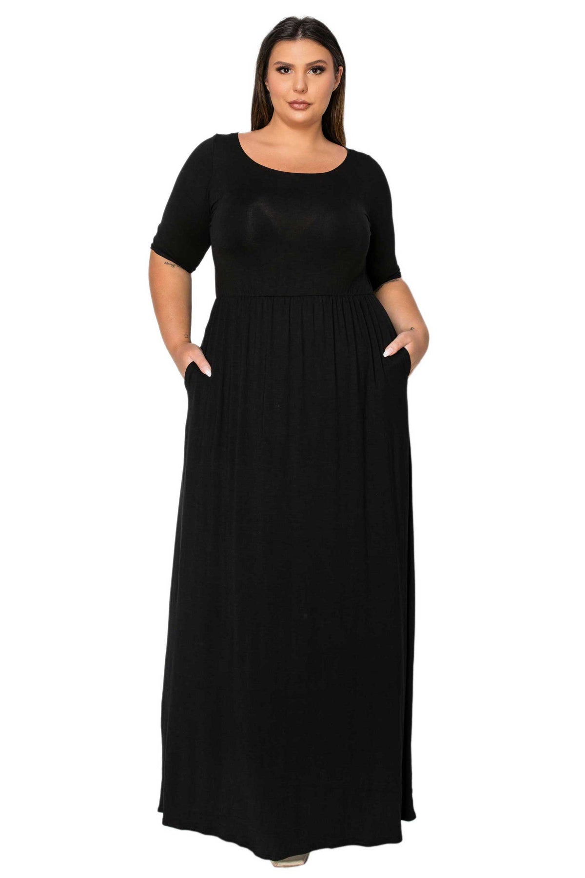 L I V D Plus Size Eva Pocket Maxi Dress - Brown L I V D Plus Size Eva Pocket Maxi Dress - Brown
