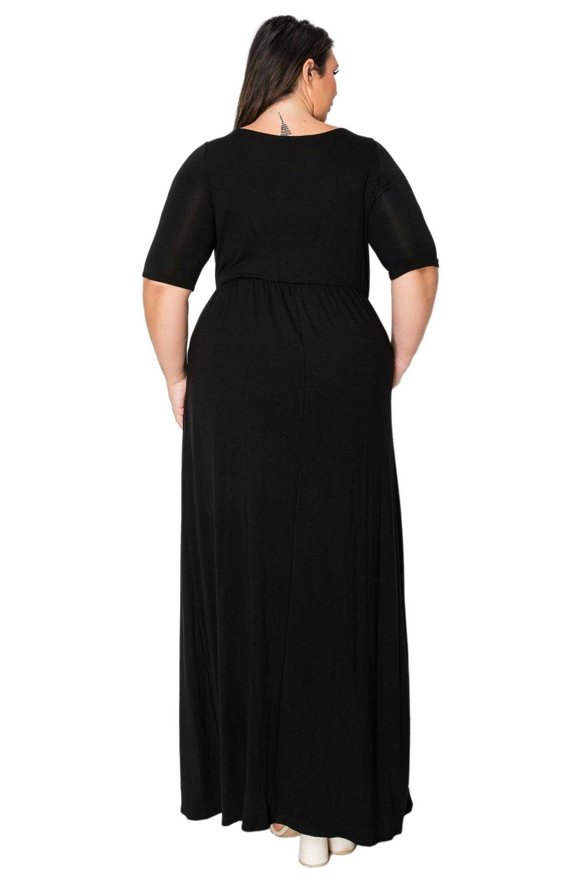plus size maxi dress with pockets Petite Plus Size Women's Morning To Midnight Maxi Dress (With Pockets) by Catherines in Black Spring Floral (Size 2XWP)