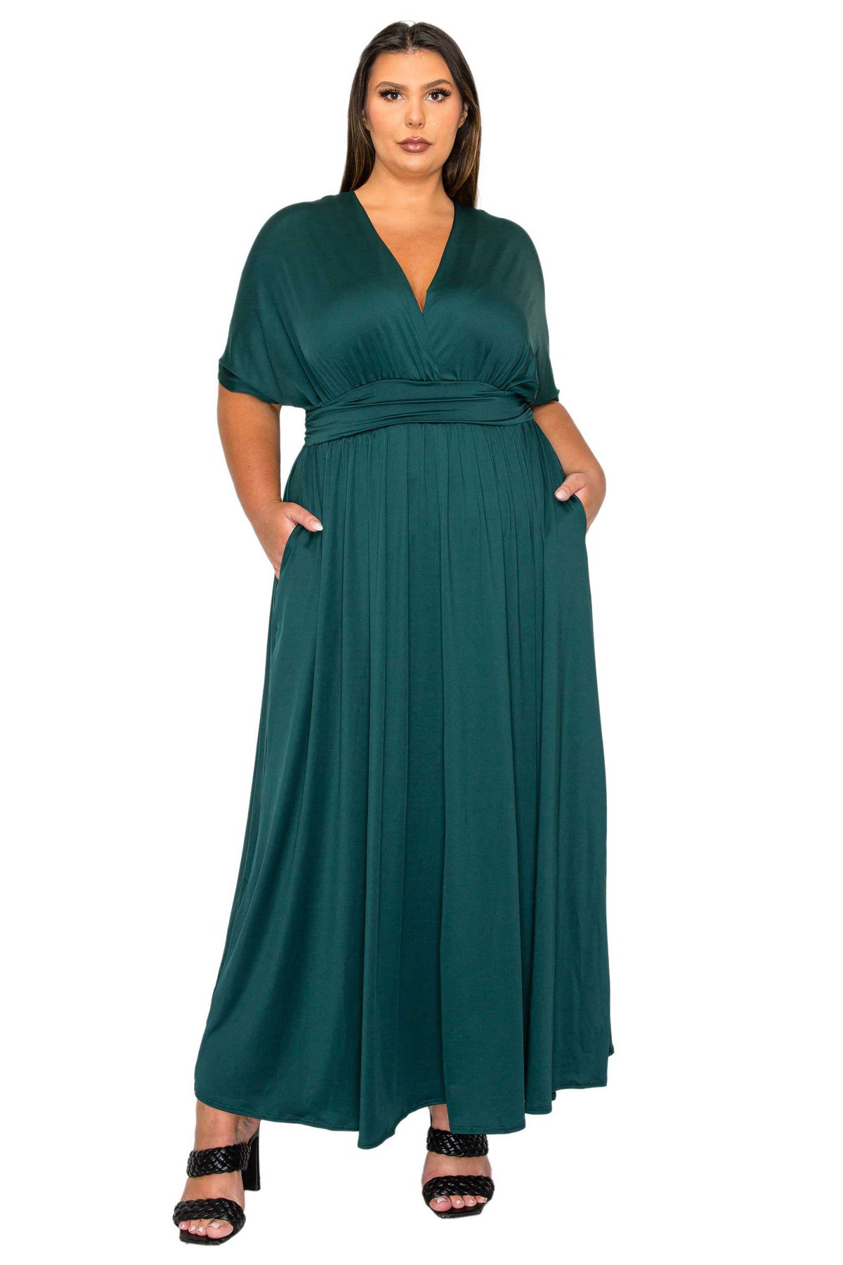 L I V D Plus Size Raffi Empire Waist Pocket Maxi Dress - Purple L I V D Plus Size Raffi Empire Waist Pocket Maxi Dress - Purple