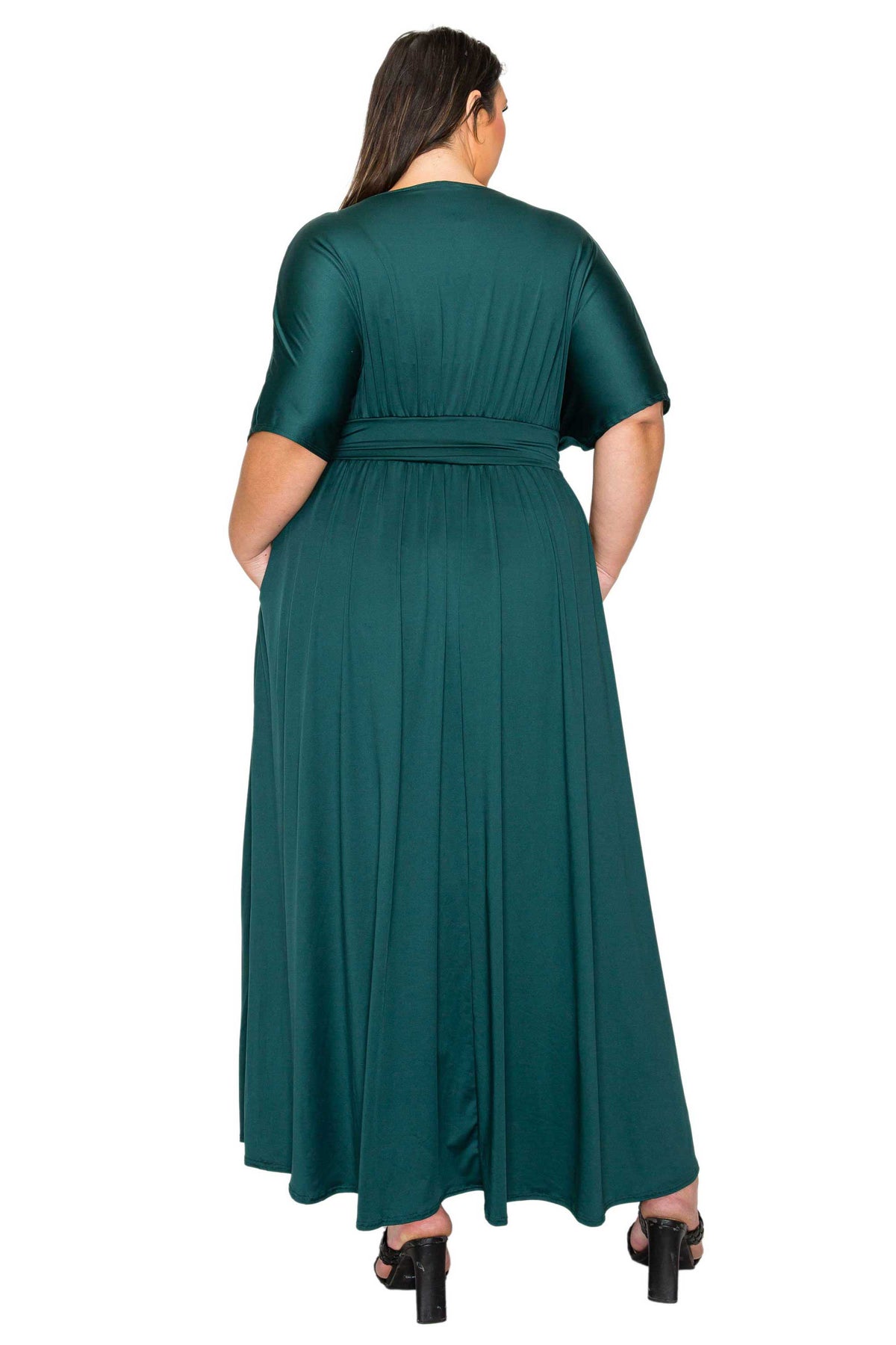 L I V D Plus Size Raffi Empire Waist Pocket Maxi Dress - Hunter Green L I V D Plus Size Raffi Empire Waist Pocket Maxi Dress - Hunter Green