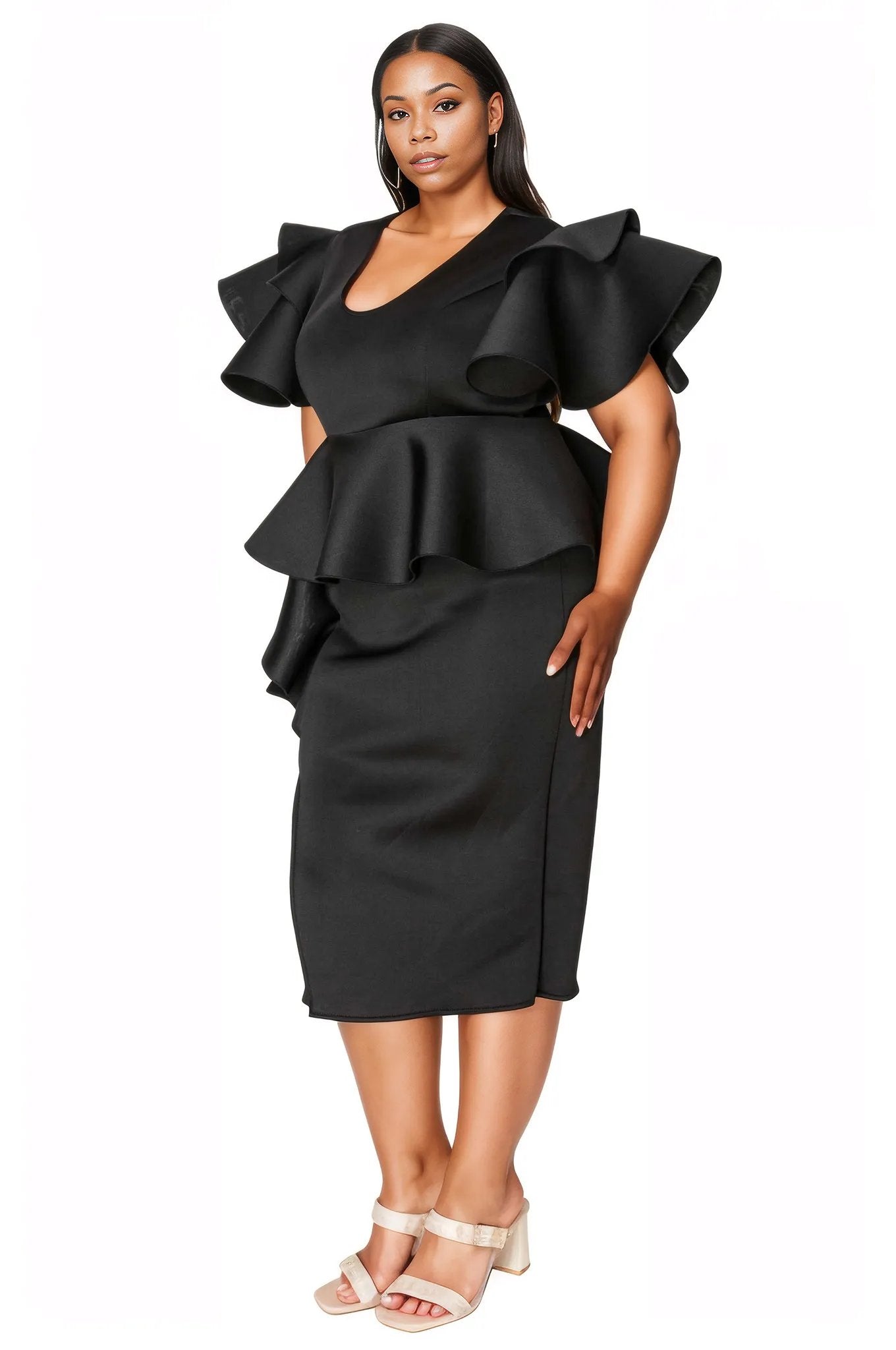 Plus Size Kira Neoprene Peplum Dress – L I V D