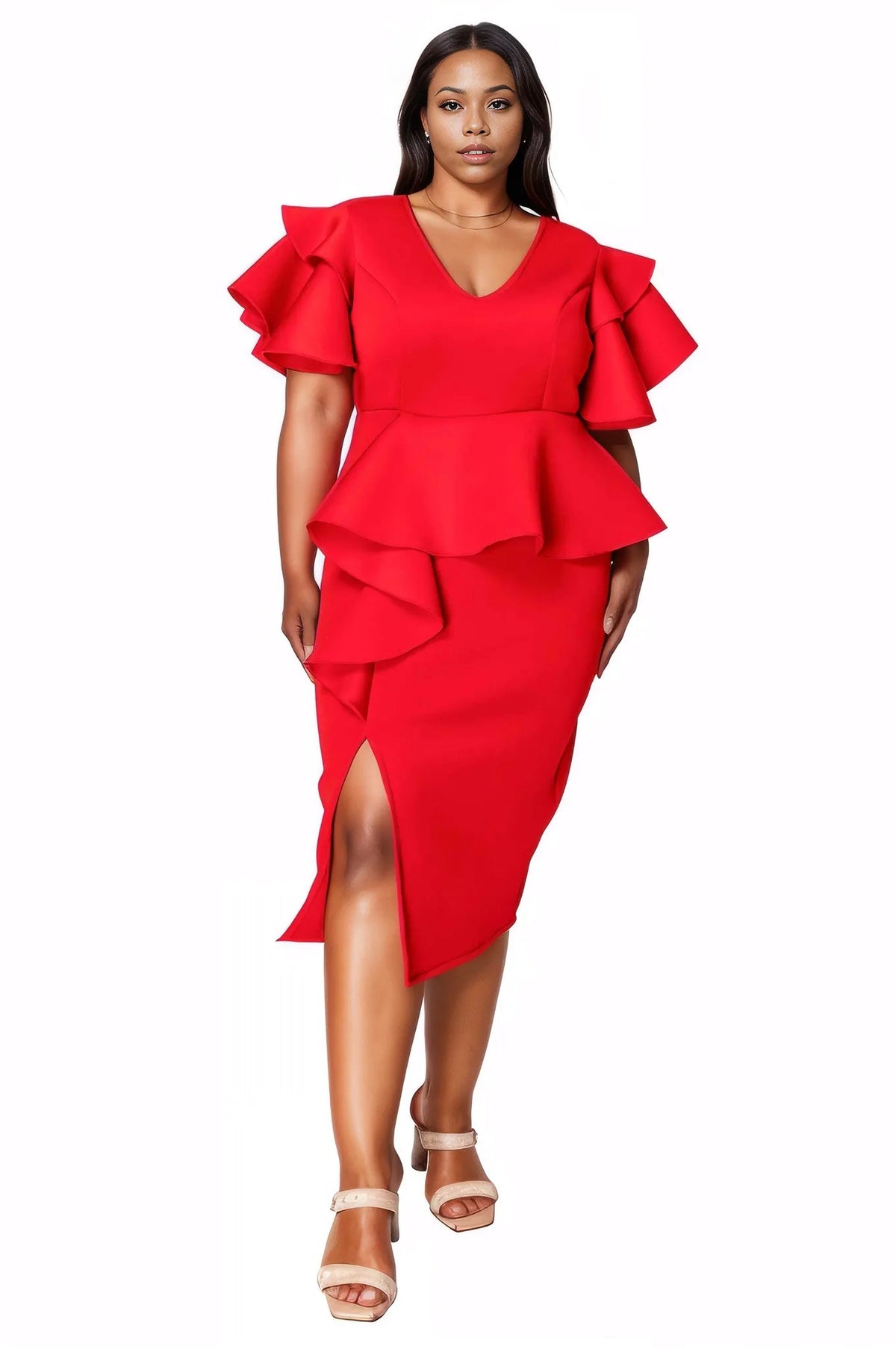 L I V D Plus Size Kira Neoprene Peplum Dress L I V D Plus Size Kira Neoprene Peplum Dress