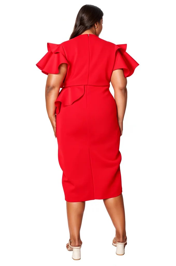 red peplum dress L I V D Plus Size Kira Neoprene Peplum Dress