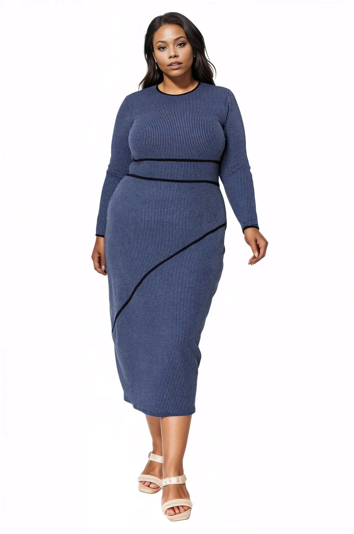 L I V D Plus Size Elora Sweater Dress - Charcoal Black L I V D Plus Size Elora Sweater Dress - Charcoal Black