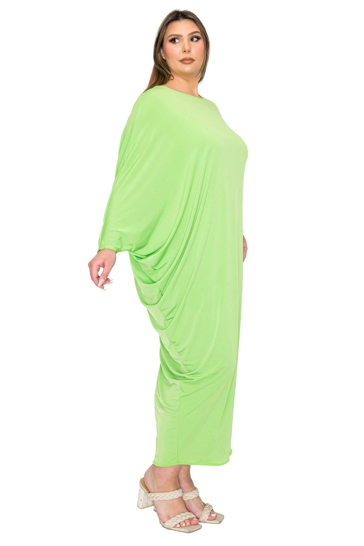 asymmetrical lime green maxi dress Hardware Split Hem Sleeveless Rayon Blend Cowl Neck, Analise Asymmetrical Maxi Dress in Chartreuse, Size S,