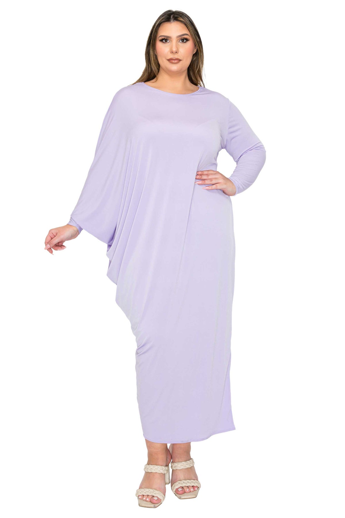 L I V D Plus Size Louella Asymmetrical Maxi Dress - Brown L I V D Plus Size Louella Asymmetrical Maxi Dress - Brown