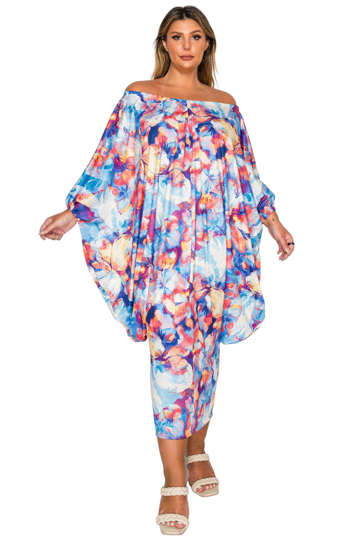 Halle Off Shoulder Taper Hem Dress