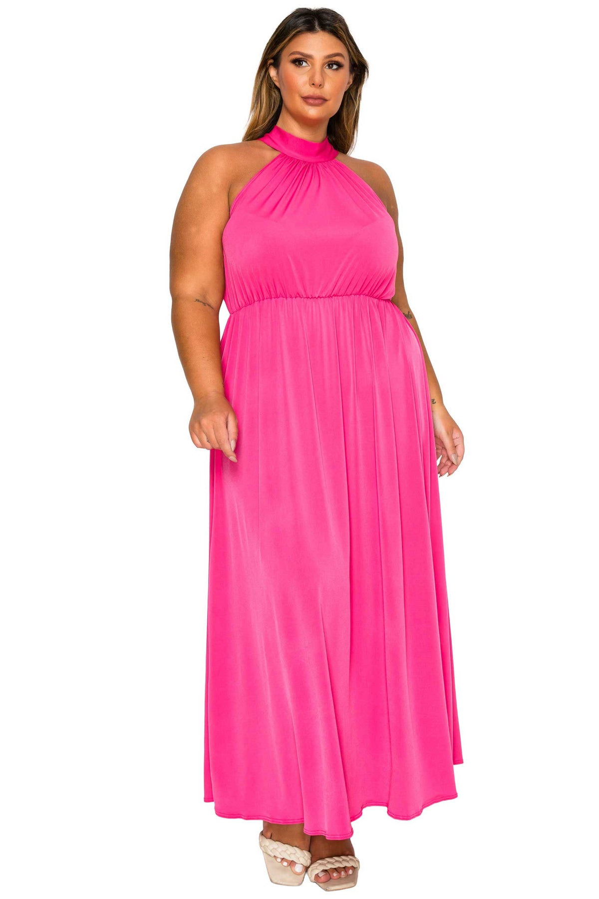 L I V D Women's Plus Size Cassia Halter Neck Dress - Red L I V D Women's Plus Size Cassia Halter Neck Dress - Red