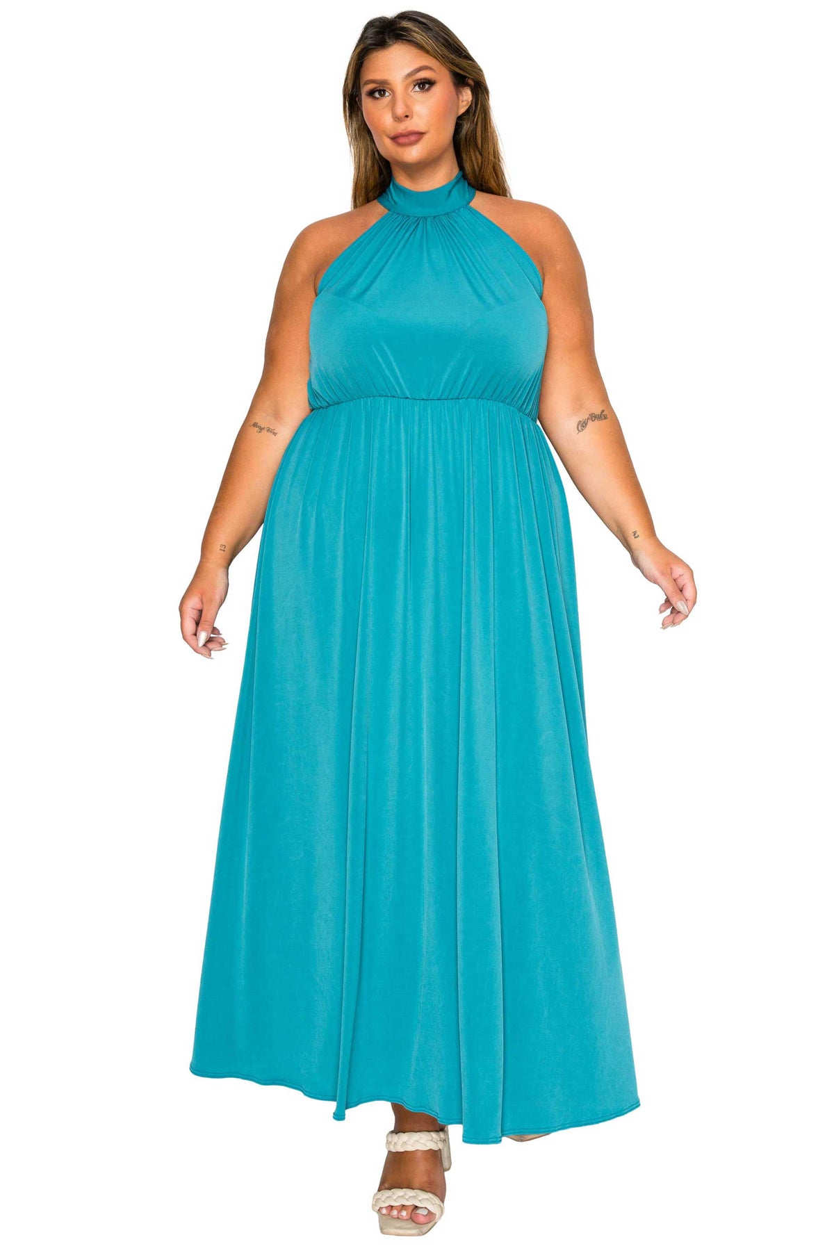 L I V D Women's Plus Size Cassia Halter Neck Dress - Red L I V D Women's Plus Size Cassia Halter Neck Dress - Red