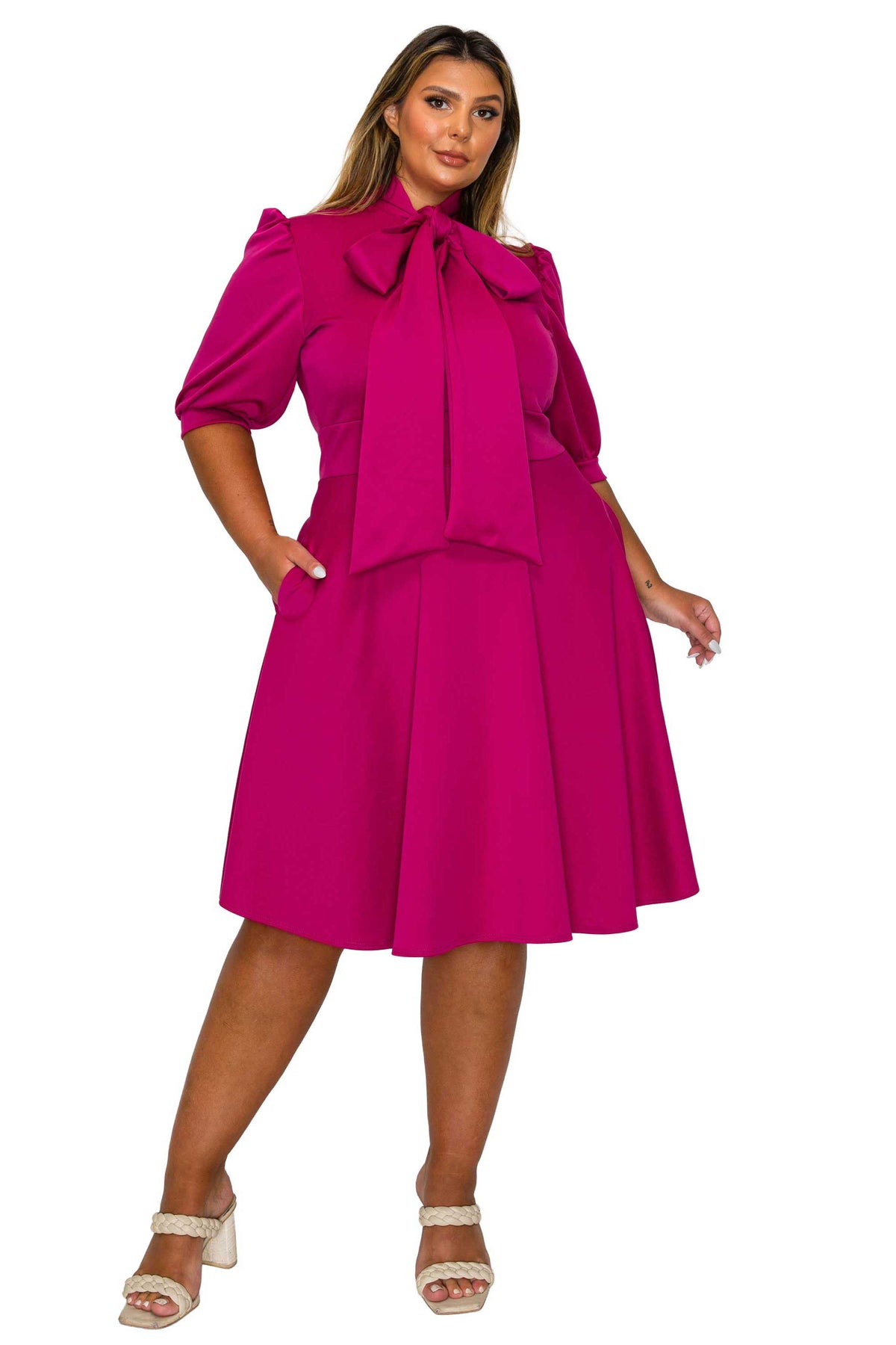 Plus Size Carina Donna Flare Dress w/ Pockets L I V D Plus Size Carina Donna Flare Dress w/ Pockets L I V D