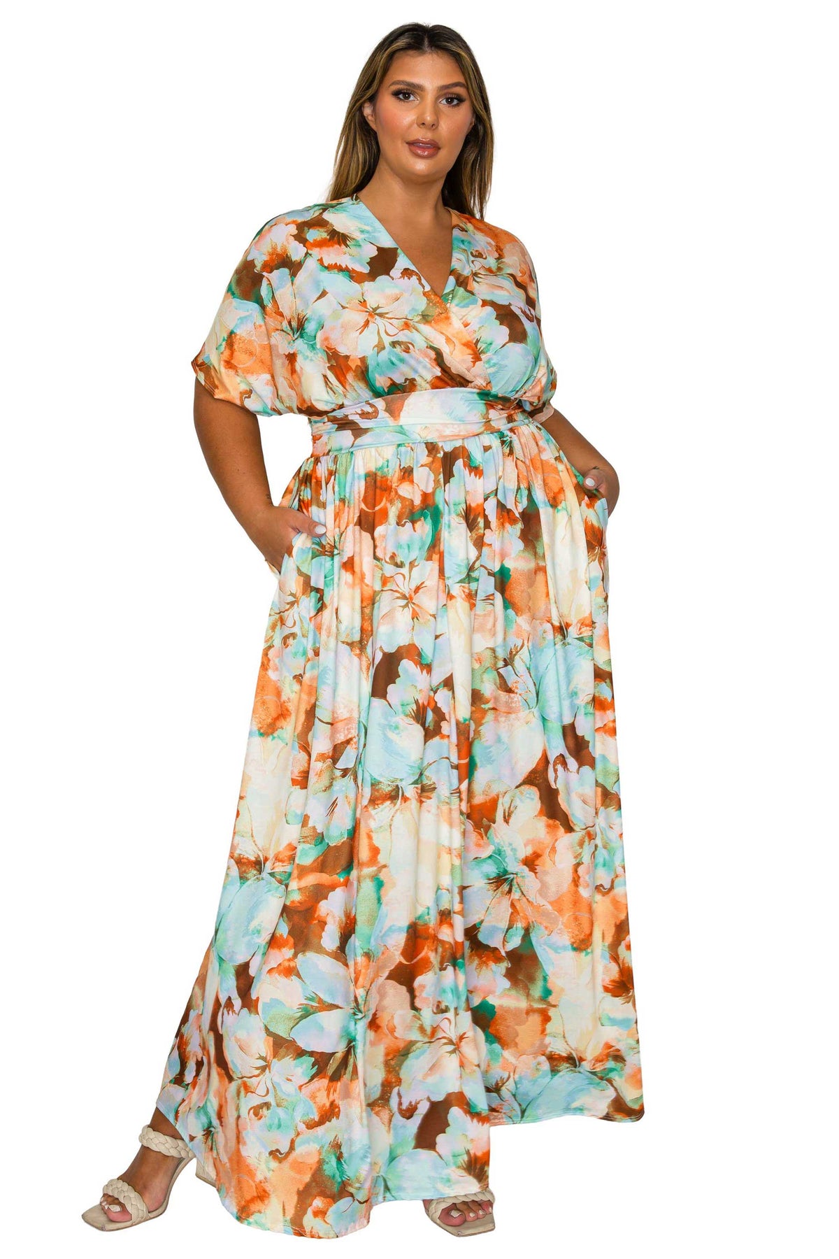 Plus Size Minoa Floral Empire Waist Dress L I V D Plus Size Minoa Floral Empire Waist Dress L I V D
