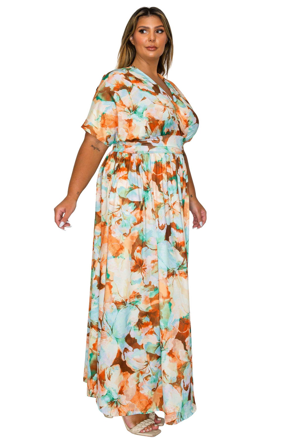 Plus Size Minoa Floral Empire Waist Dress – L I V D