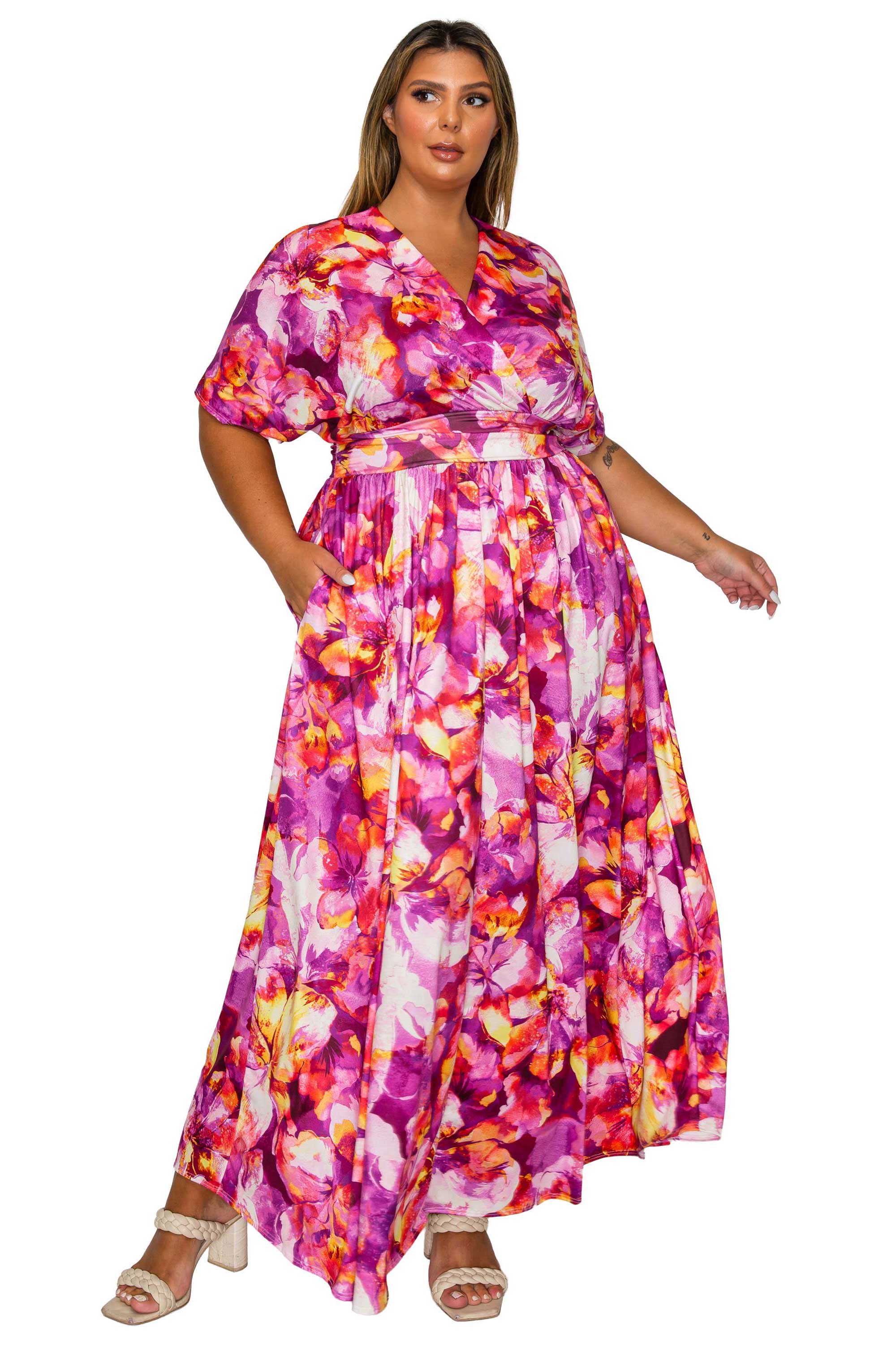 Plus Size Minoa Floral Empire Waist Dress – L I V D