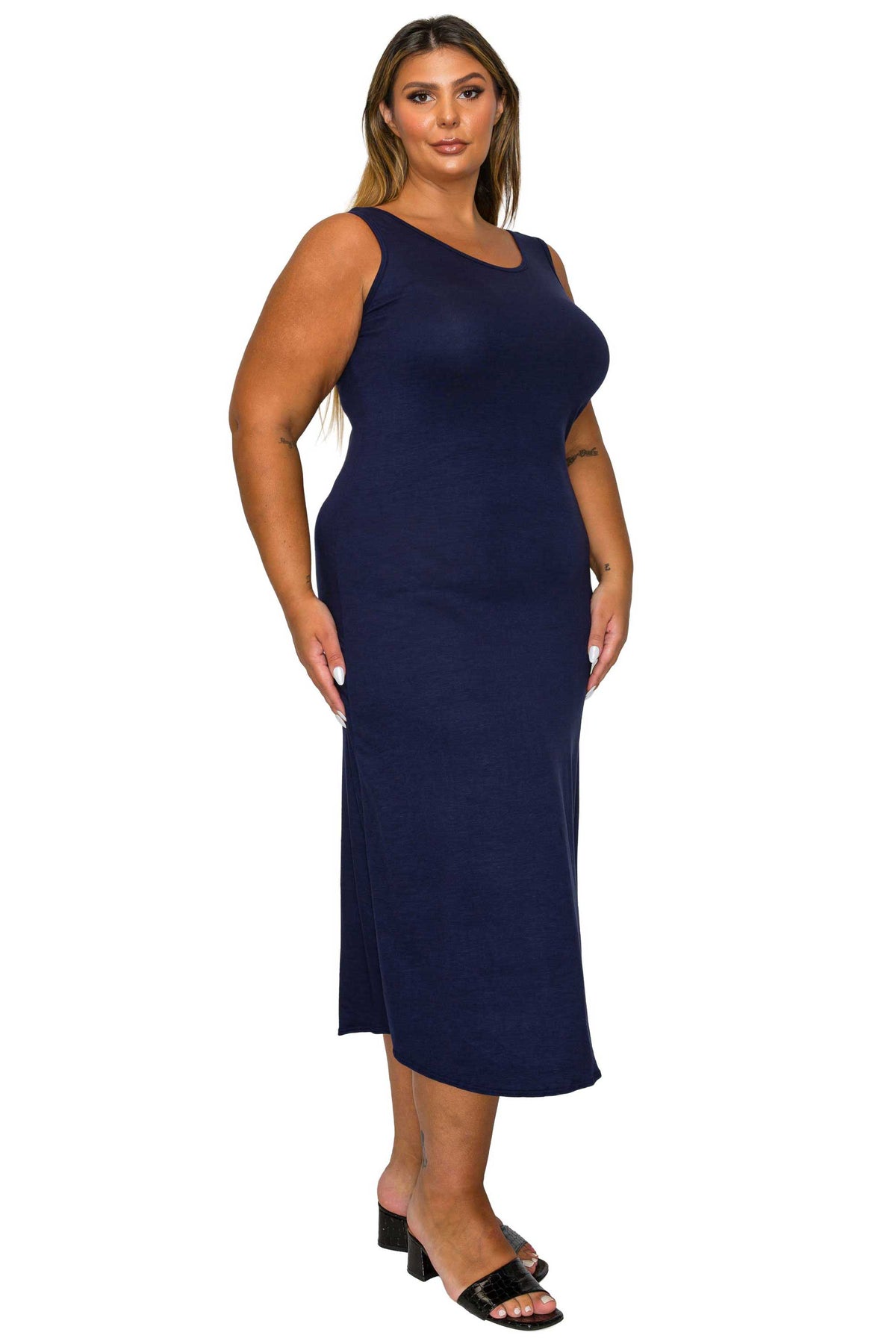 L I V D Women's Plus Size Mellie Tank Dress - Navy L I V D Women's Plus Size Mellie Tank Dress - Navy