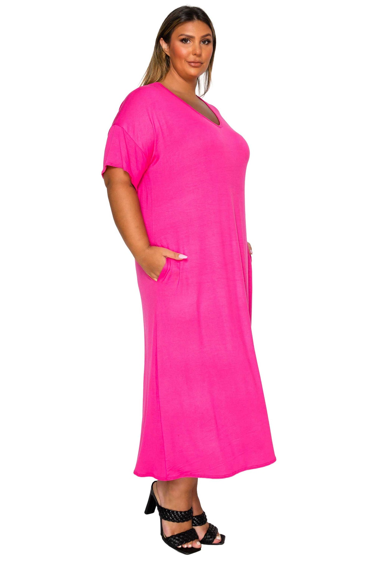 L I V D Women's Plus Size Olivia Pocket Midi Dress L I V D Women's Plus Size Olivia Pocket Midi Dress