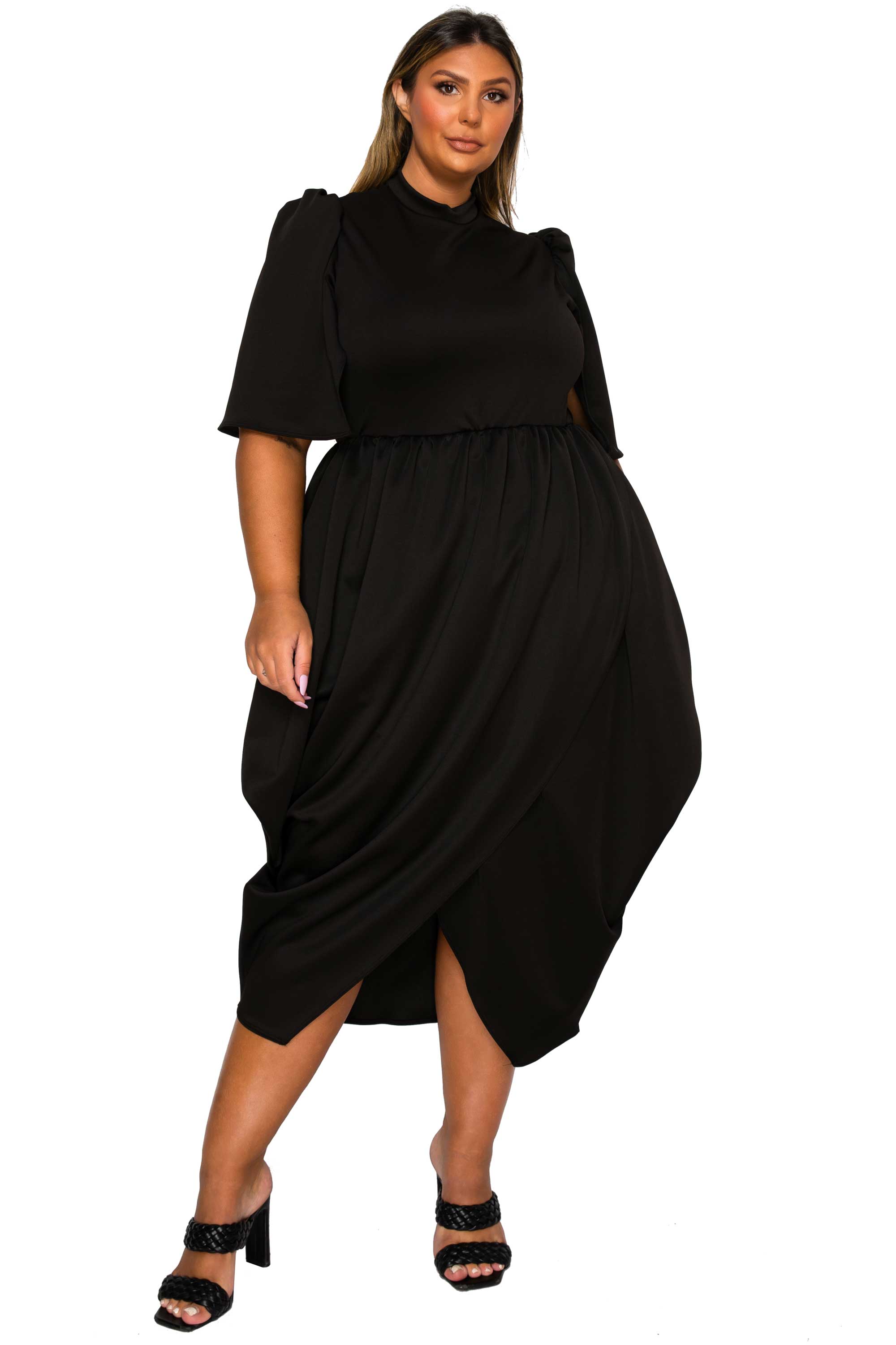off the shoulder long formal dress Off-Shoulder Split Maxi Dress Black / L