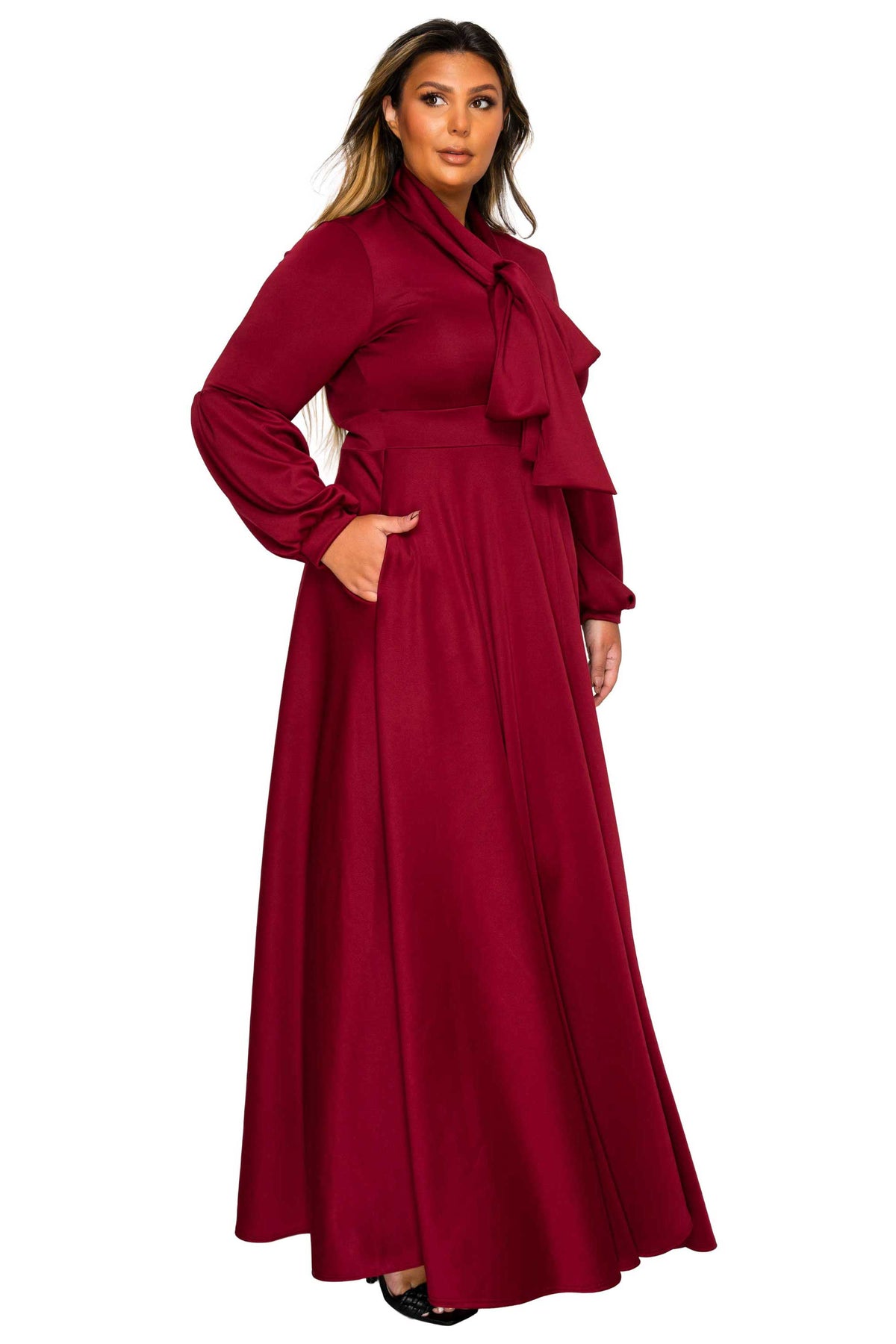 Bella Donna Dress with Ribbon and Bishop Sleeves