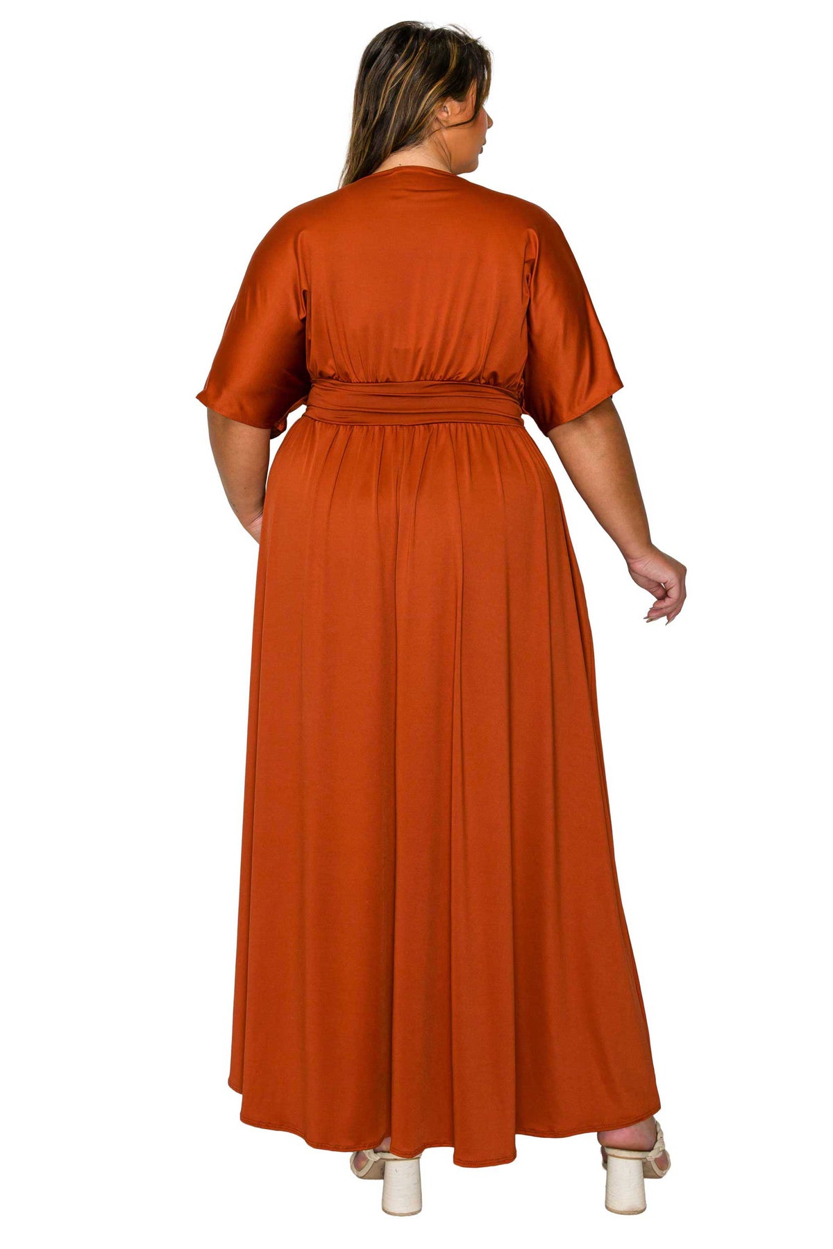 L I V D Plus Size Raffi Empire Waist Pocket Maxi Dress - Brown L I V D Plus Size Raffi Empire Waist Pocket Maxi Dress - Brown