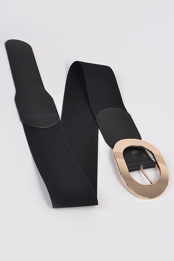 Round Buckle Stretch Belt