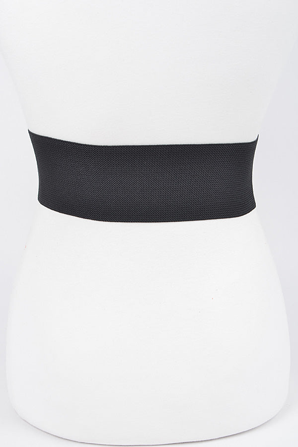 Large Buckle Glossy Stretch Belt