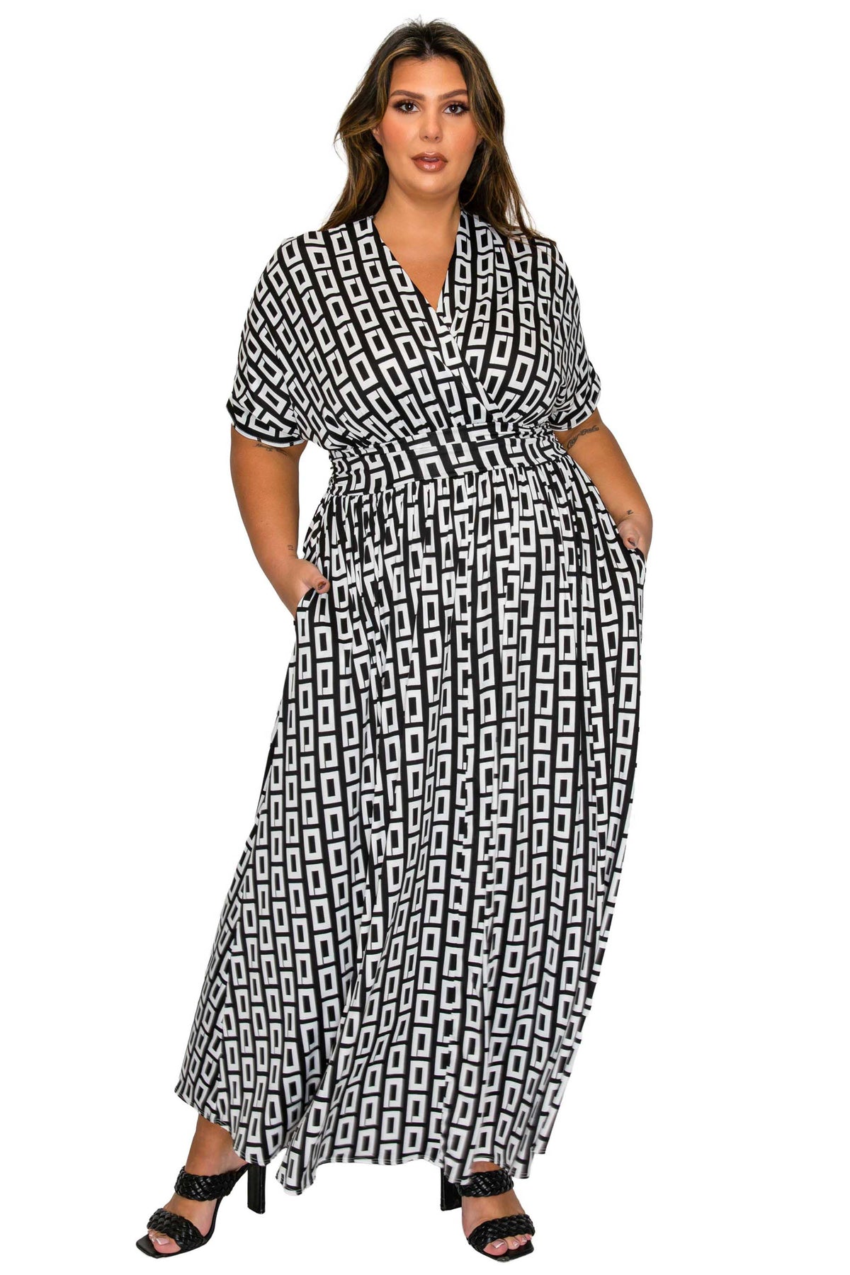 L I V D Plus Size Bellano Empire Waist Dress - Black ivory L I V D Plus Size Bellano Empire Waist Dress - Black ivory