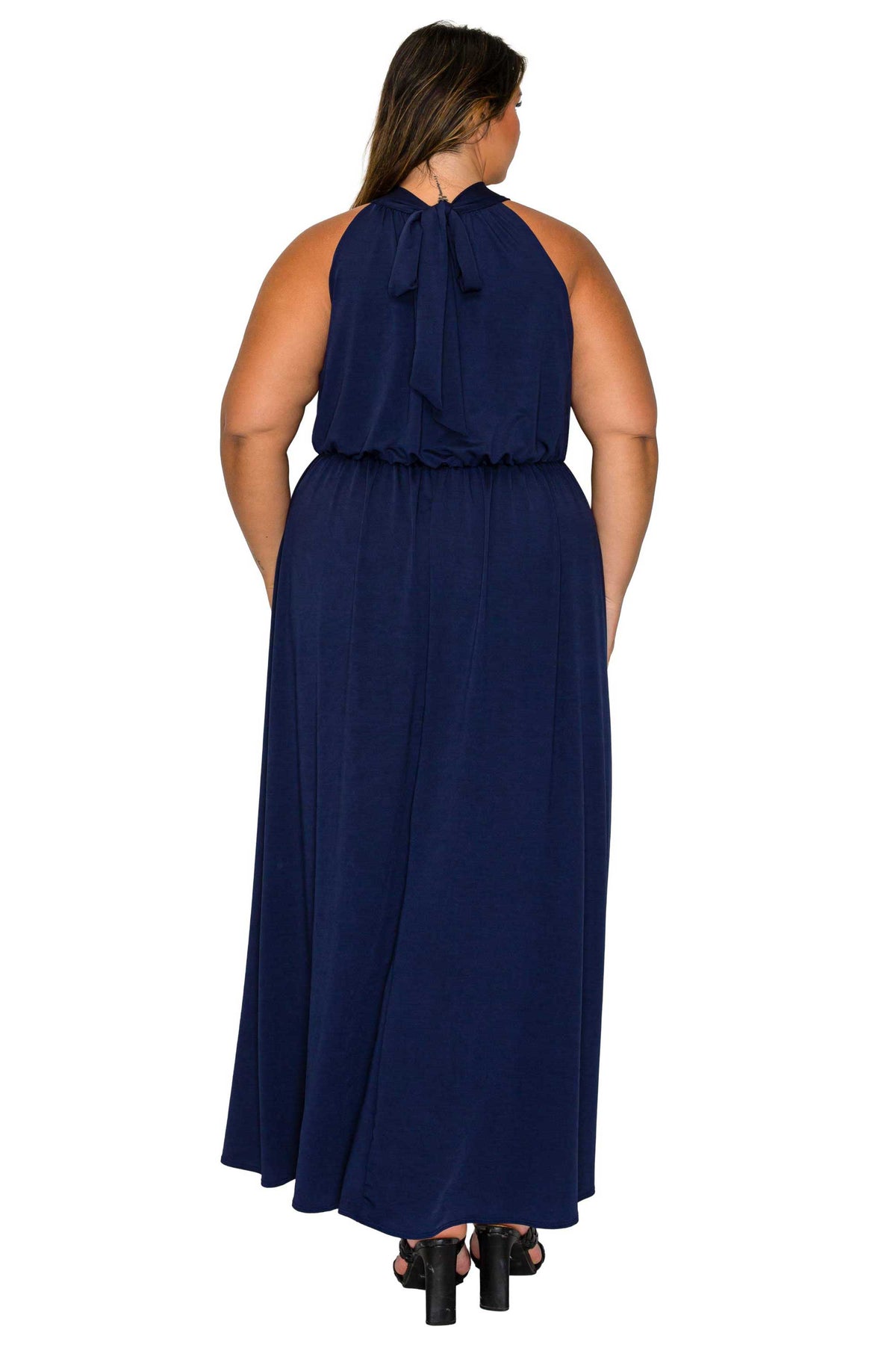 L I V D Women's Plus Size Cassia Halter Neck Dress, Red, 2X