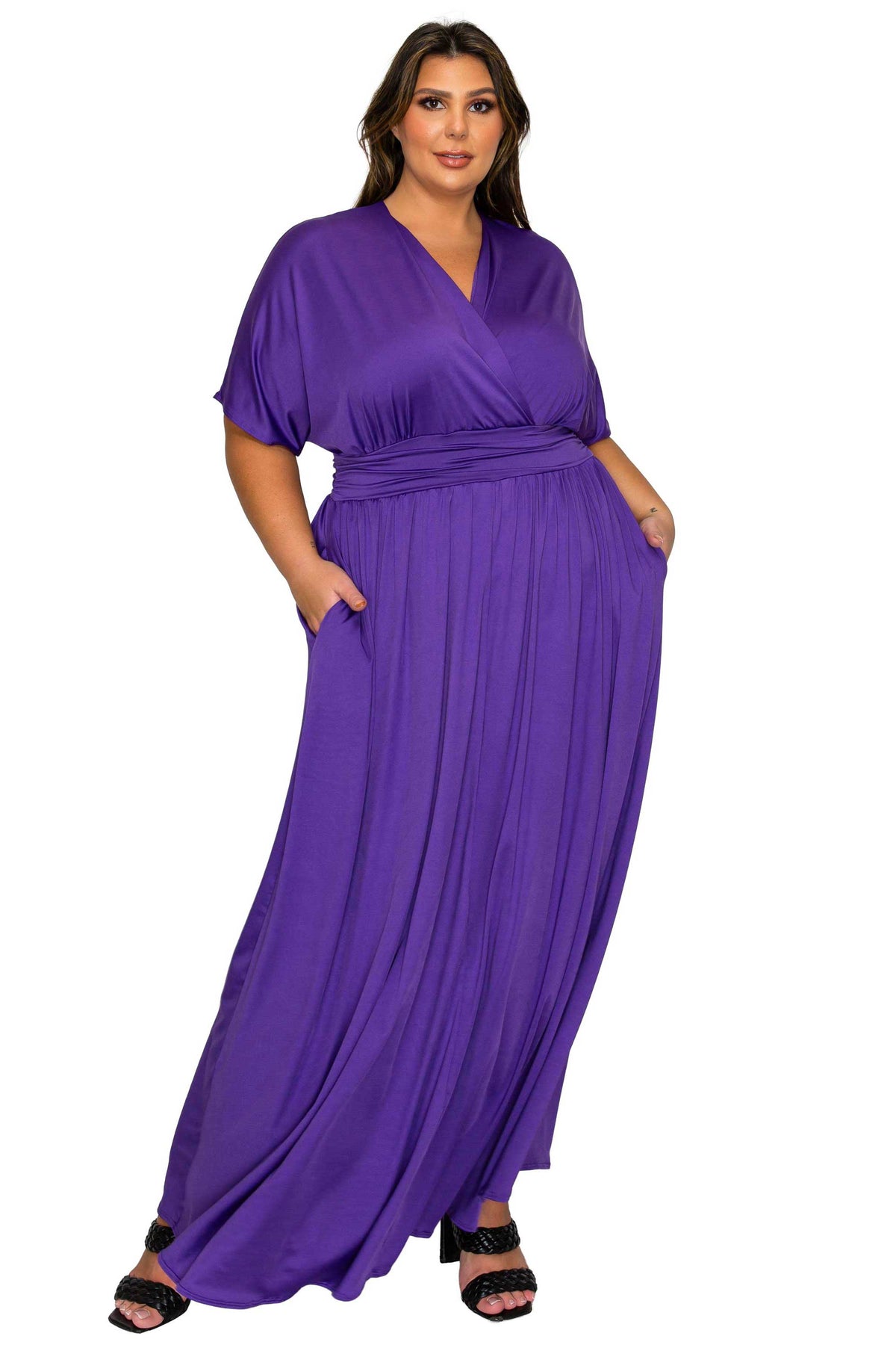 L I V D Plus Size Raffi Empire Waist Pocket Maxi Dress - Purple L I V D Plus Size Raffi Empire Waist Pocket Maxi Dress - Purple