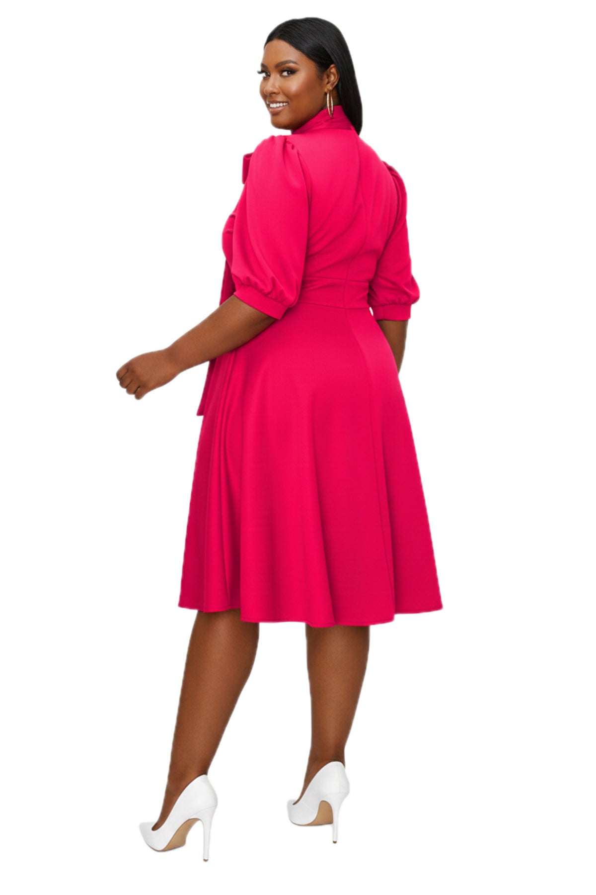 L I V D Plus Size Carina Donna Flare Dress w/ Pockets - Magenta L I V D Plus Size Carina Donna Flare Dress w/ Pockets - Magenta