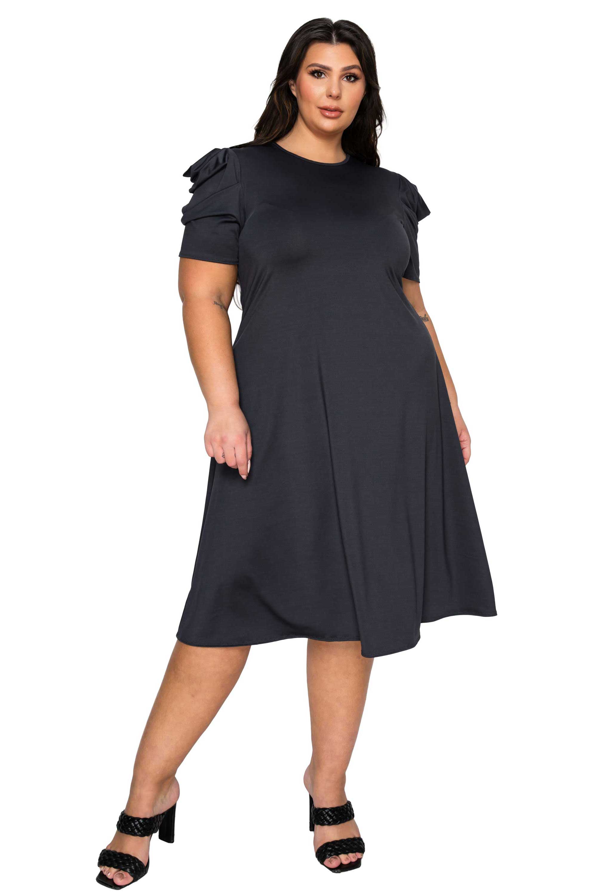 L I V D Women's Plus Size Aleyna Flare Dress, Black, 2X