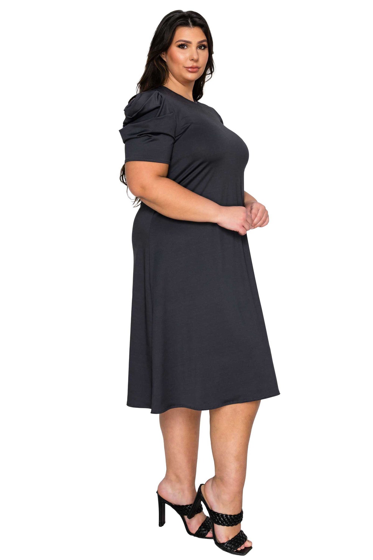 L I V D Women's Plus Size Aleyna Flare Dress, Black, 2X