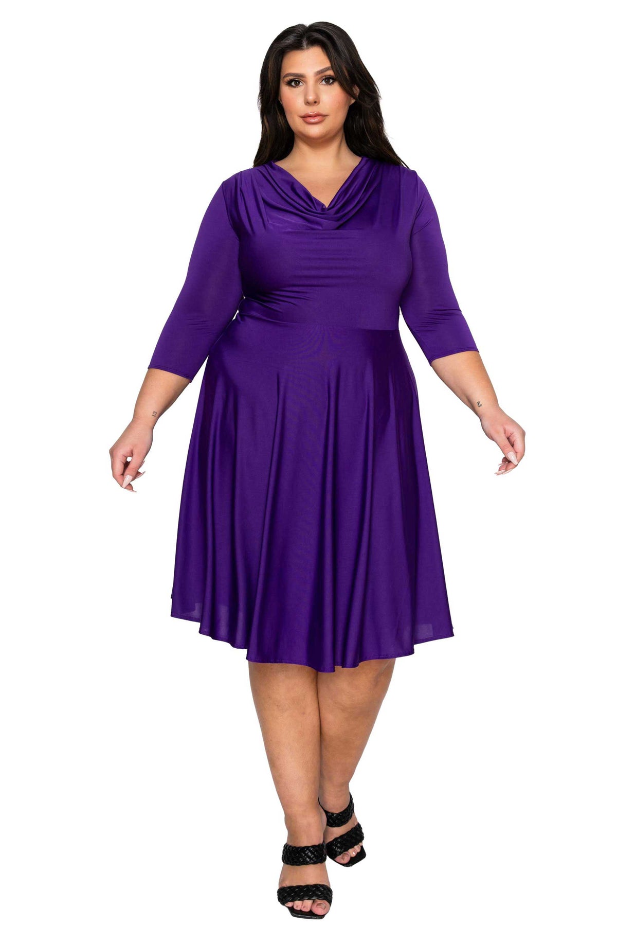 Plus Size Amoretti Cowl Neck Flare Dress L I V D Plus Size Amoretti Cowl Neck Flare Dress L I V D